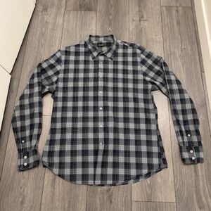 John Varvatos Blue Plaid Button Up Shirt Size XL